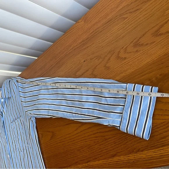 Karen Kane Striped Shirtdress Tencel Linen Roll-Tab Sleeve Blue Size XS - Picture 13 of 16